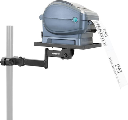 Mount-It! Printer Pole Mount for Thermal Label Printers, Full Motion Arm with Rotating Tray, Holds up to 11 lbs, Swivel, Rotate and Tilt, Clamp Connection Arm Mount for Label Makers