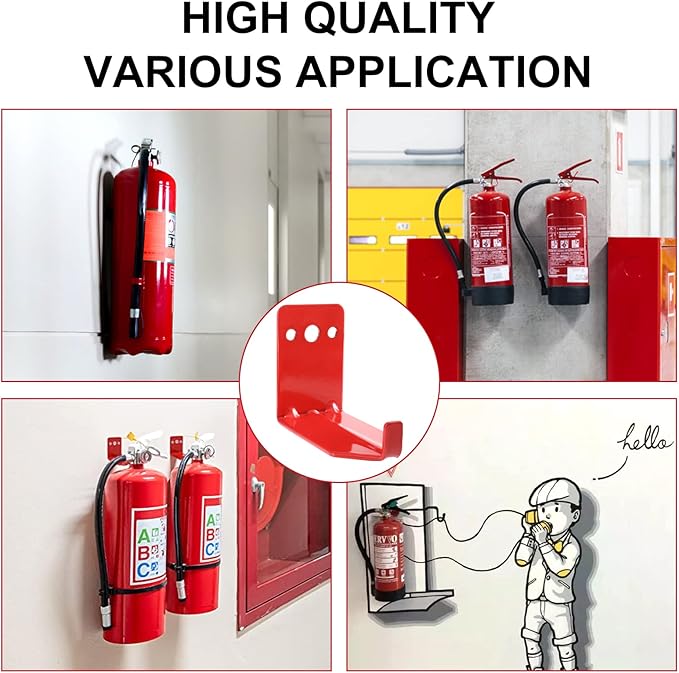 Huazu Fire Extinguisher Mount - 4 Pack Wall Hooks for 5 to 40 Lb Extinguishers, Universal Bracket with Expansion Screws