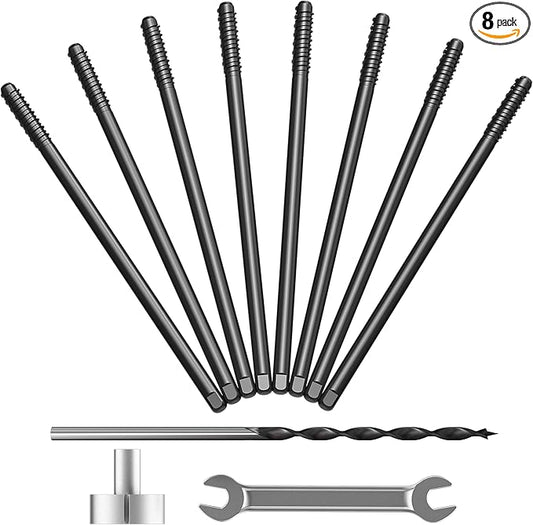 8pcs Heavy Duty Floating Shelf Brackets for 3/4" to 1.75" Boards, Invisible Blind Shelf Support Kit with CNC Drilling Jig, Double-Threaded Rods for DIY Custom Floating Shelves, 125lbs (8 inch-8pcs)