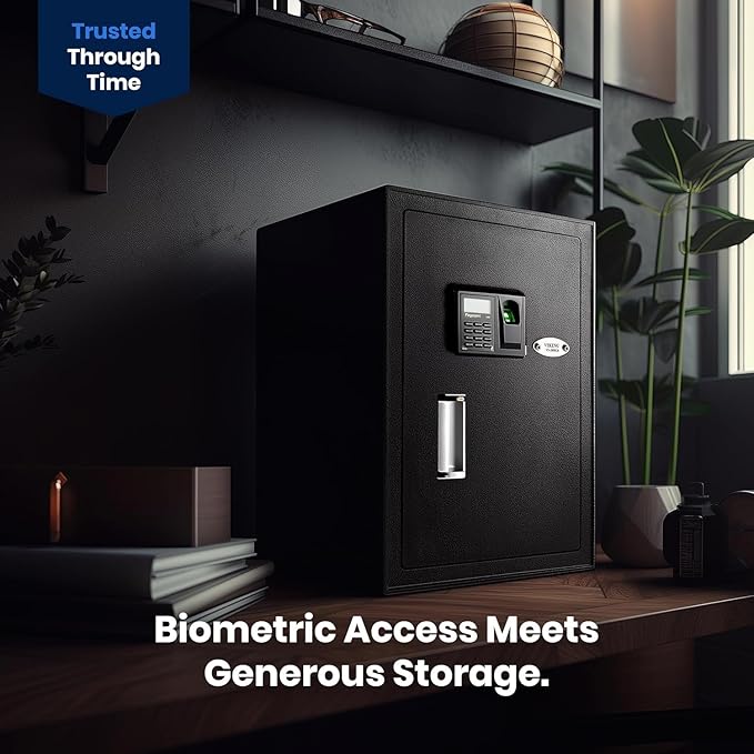Viking Security Safe Large Biometric Safe – Quick-Access Fingerprint, PIN & Key Entry, Heavy-Duty Steel with Anti-Pry Door, Adjustable Shelves, Interior LED Light VS-50BLX