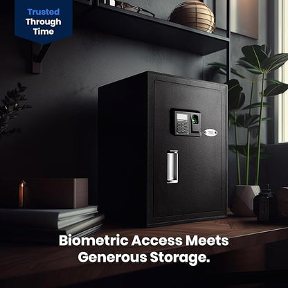 Viking Security Safe Large Biometric Safe – Quick-Access Fingerprint, PIN & Key Entry, Heavy-Duty Steel with Anti-Pry Door, Adjustable Shelves, Interior LED Light VS-50BLX
