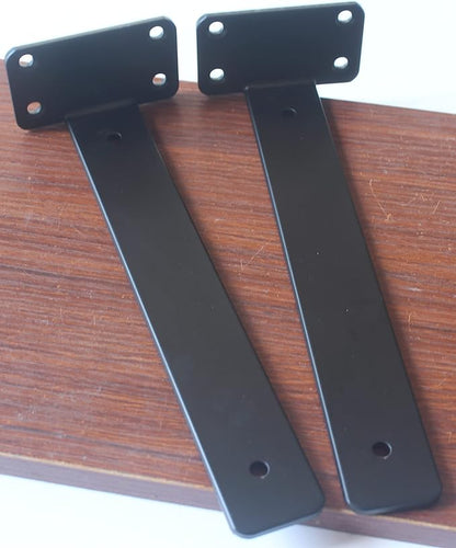 6 Pack - 11 inch Black Hidden L Shelf Bracket (1/5 Inch Thicked) Iron Floating Shelf Brackets Rustic Industrial Metal Brackets for Shelf Support