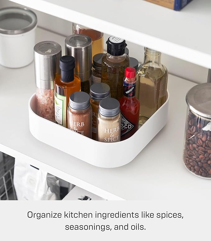 Yamazaki Home Tower 360° Rotating Storage Rack – Non-Slip Lazy Susan Organizer for Cosmetics, Skincare, and Spices - Abs Plastic
