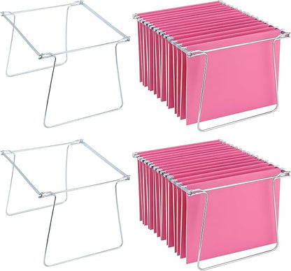 4 Pack Hanging File Folder Frames, Heavy Duty Steel Hanging File Organizer, File Cabinet Rails, Adjustable 11 to 17.4 Inches, Suitable for File Cabinets, Storage File Boxes