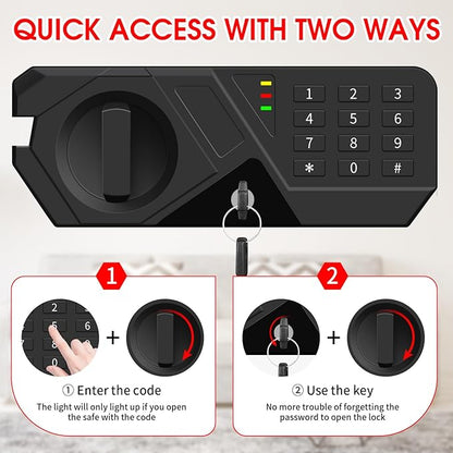 1.6 Cu ft Small Fireproof Safe Box, Digital Security Home Safes Water and Fireproof with Electronic Keypad Keys and Alarm System, Fire Safe for Home Money Medicine Valuables