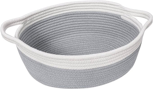 Goodpick Small Baskets for Gifts Empty, Easter Basket for Gifts Home Decor, Woven Burr Basket for Storage with Handles, Decorative Cotton Rope Baskets for Baby Shower Diaper Toy, 12" x 8" x 5"