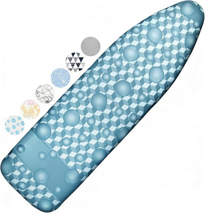 Ironing Board Cover and Pad, 15x54 Standard Size Thick Iron Padding, Scorch & Stain Resistant Ironing board cover, Heavy Duty Iron Board Padded with Adjustable Fasteners Elastic Edge, Aqua Blue