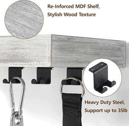 Tonal Accessory Shelf, Wall Mount Floating Shelf Organizer Fits Various Home Gym Accessories, Heavy Duty Space Saving Tonal Storage Rack with 6 T-Locks Clips Hooks Adapters Hanger, White
