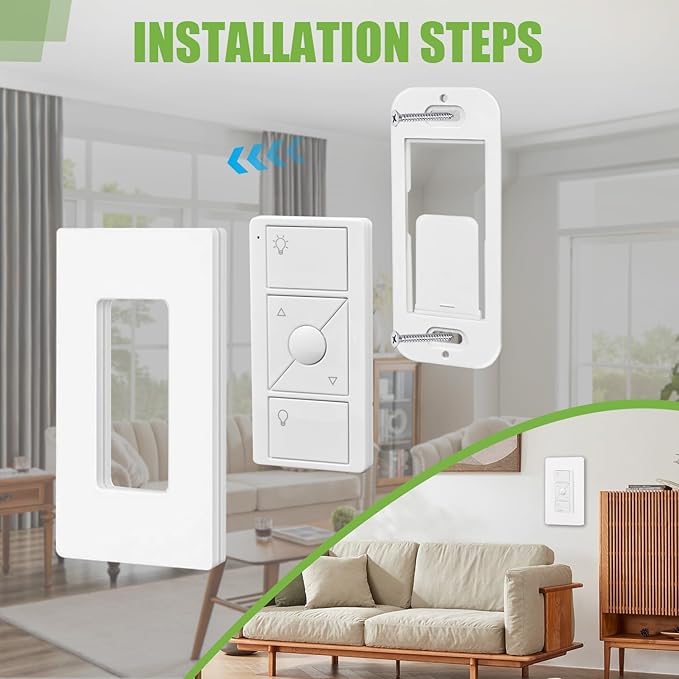 Wallplate Brackets Compatible with Lutron Caseta Pico Remote, No Wires Required, Wall Mounting Kit Compatible with Lutron Smart Switch, 4-Pack ABS