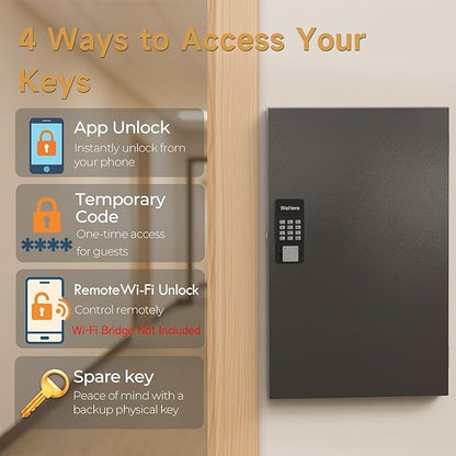 96 Key Lock Box Wall Mount, Key Cabinet Organizer use One Time Password,Fixed Code/Bluetooth Unlock, Security Lockbox for Valets, Hotels, Car, Offfice Key Management & Storage