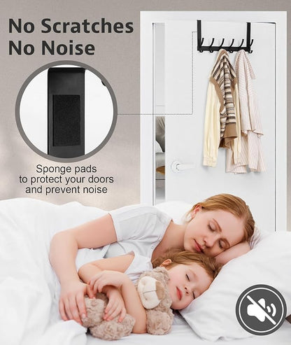 Over The Door Hooks, Door Hanger Hooks for Hanging, Over The Door Towel Racks for Bathroom, Coat Rack Door Towel Hanger Towel Hooks (1Pack, Black)