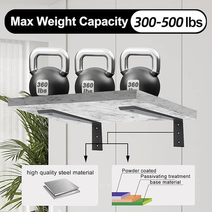 Countertop Support Bracket 2 Pack - 12 Inch Heavy Duty 3/8" Thick Black Granite Support - 12"x6"x2.5" Shelf L Bracket Mantel Corbels for Quartz/Wood/Concrete/Laminate