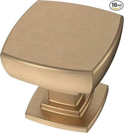 Franklin Brass (10-Pack) – Square Champagne Bronze Cabinet Knobs for Dressers, Drawers, Kitchen Cabinet Door, Vanity, Furniture, Closet Knobs, 1-1/8 Inch | Parow