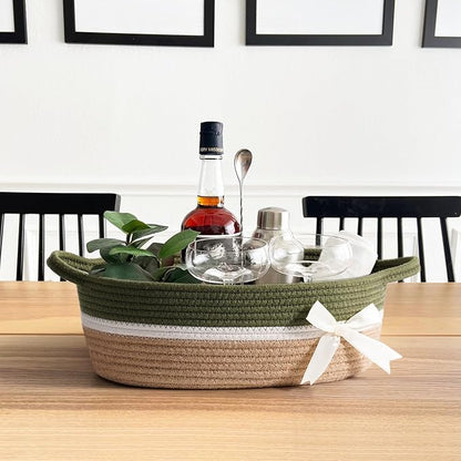 CHICVITA Small Storage Basket for Gifts Empty, Cute Decorative Basket for Living Room, Baby Gift Basket for Nursery, Rope Basket for Home Decor, 13 x 9.8 x 5 inches