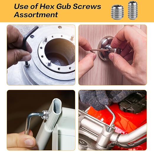 360 Pcs Allen Head Screws - Hex Socket Head, Grub Screw Set - M2.5/M3/M4/M5/M6/M8 Metric Stainless Steel Internal Hex Drive Cup-Point Screws Assortment Kit for Door Handles, Light Fixture