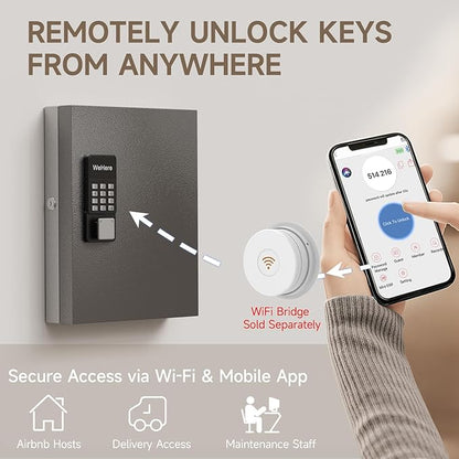 32 Key Lock Box Wall Mount, Smart Key Cabinet One Time Password/APP Bluetooth/Fixed/Wi-Fi Remote/Key Unlock, Key Management for Valets/Realtors/Office/Hotel