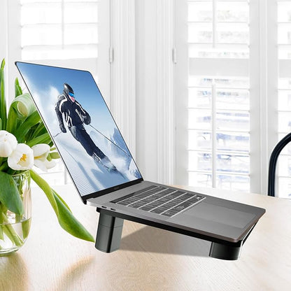 Pholiten Monitor Stand Riser 3 Height Adjustable, Desk Organizer for Monitor with Airflow Vents, Laptop Stand for Desk, Up to 44lbs