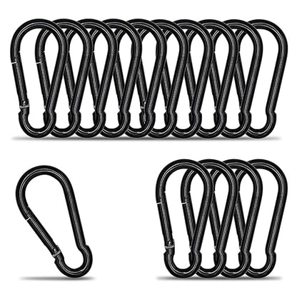 Carabiner Clip Hook, 3.54 inch 15 pcs Black Heavy Duty Spring Snap Hook Key Chain, Carabiners Clips for Outdoor Camping, Swing Set, Hammock, Hiking Travel, Fishing, Quick Link Keychain