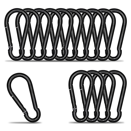 Small Carabiner Clip Hook, 2.36 inch 15 pcs Black Heavy Duty Spring Snap Hook Key Chain, Carabiners Clips for Outdoor Camping, Swing Set, Hammock, Hiking Travel, Fishing, Quick Link Keychain