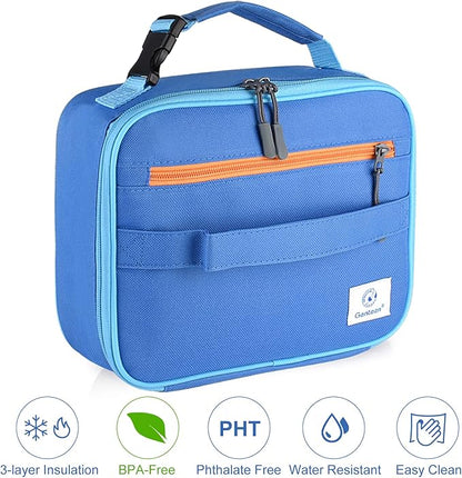 Genteen Lunch Box Kids,Insulated Lunch Bag Kids Boys Girls,Soft Bag Small Cooler Back to School Thermal Meal Tote Kit Lunch Box for School,Work,Outdoor (Blue)