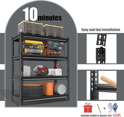 40" W Garage Shelving Heavy Duty，1800LBS Loads Metal Shelving Units and Storage,4-Tier Garage Storage Shelves Heavy Duty, Industrial Utility Shelves,40”W x 16”D x 72”H(Black)
