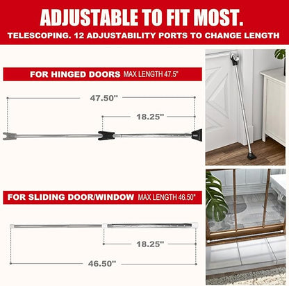 Door Stoppers Security Bar, SECURITYMAN 3 in 1 Adjustable Door Security Bar & Sliding Door Security Bar - Heavy Duty Door Lock Stick Jammer for Apartment, Dorm, Front Door Inside Safety Must Haves