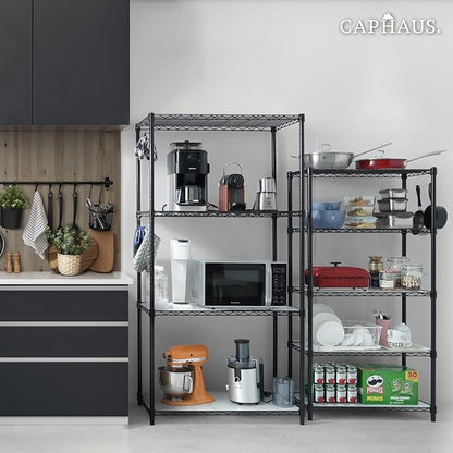 CAPHAUS NSF Heavy Duty Wire Shelving w/Wheels, Leveling Feet & Liners, Storage Metal Shelf, Garage Shelving Storage, Utility Wire Rack Storage Shelves, W/White Clear Liner, 36 x 18 x 76 4-Tier