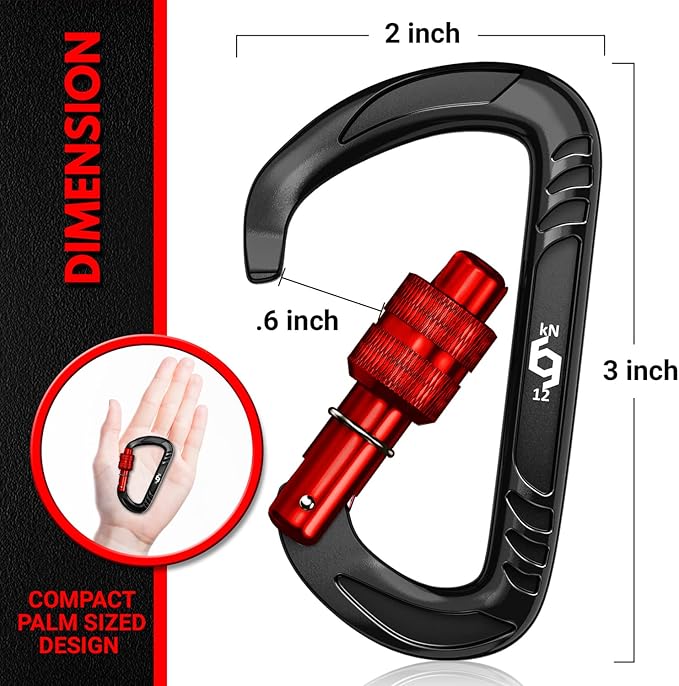 12kN (2697 lbs) Heavy Duty Carabiner Clips, for Securing Pets, Outdoor, Camping, Hiking, Hammock, Dog Leash Harness, Keychains