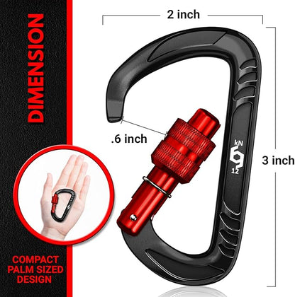 12kN (2697 lbs) Heavy Duty Carabiner Clips, for Securing Pets, Outdoor, Camping, Hiking, Hammock, Dog Leash Harness, Keychains