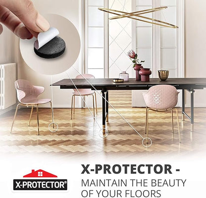 Felt Furniture Pads X-Protector - 48 PCS 1" - Premium Felt Pads Floor Protectors - Furniture Feet Wood Floors Protectors - Prevent Scratches, Annoying Noise & Protect Your Hard Surfaces! (Black)