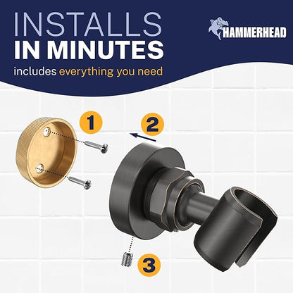 HammerHead Showers Solid Metal Handheld Showerhead Holder Wall Mount, Adjustable Screw-Mounted Pivot Ball, Shower Hose Holder, Fits Most Handheld Showerheads, Oil Rubbed Bronze