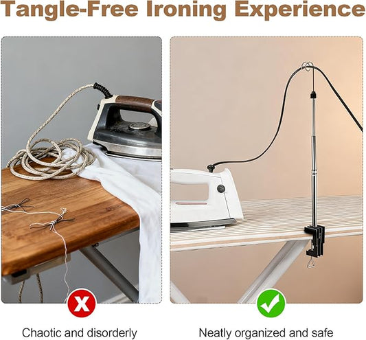 Universal Flexible Iron Cord Holder, Steam Iron Cord Holder for Standard Ironing Boards, Metal, Tabletop Mount