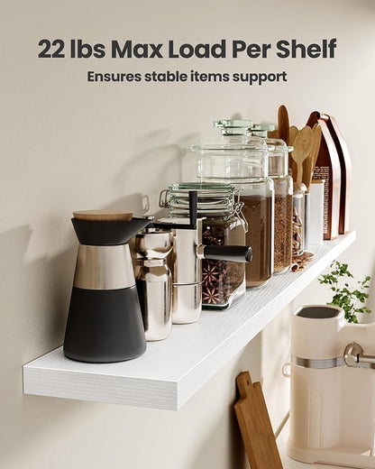 AMADA HOMEFURNISHING 23.6" L Floating Shelves, Wall Shelves Set of 3 for Bathroom/Living Room/Bedroom/Kitchen, White Floating Shelves for Wall Decor with Invisible Brackets - AMFS44W