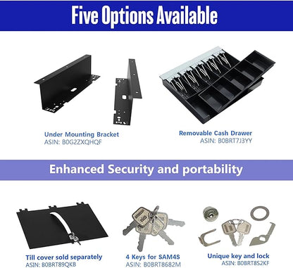 SAM4s 16" Heavy Duty Black Manual Push Open Cash Drawer with 5Bill/5Coin Stainless Steel