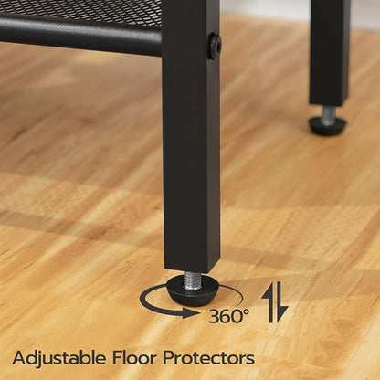 HOOBRO Side Table with Charging Station and USB Port, Small End Table for Small Space, 3-Tier Nightstand with Adjustable Shelf, for Living Room, Bedroom and Balcony, Black BB112BZ01