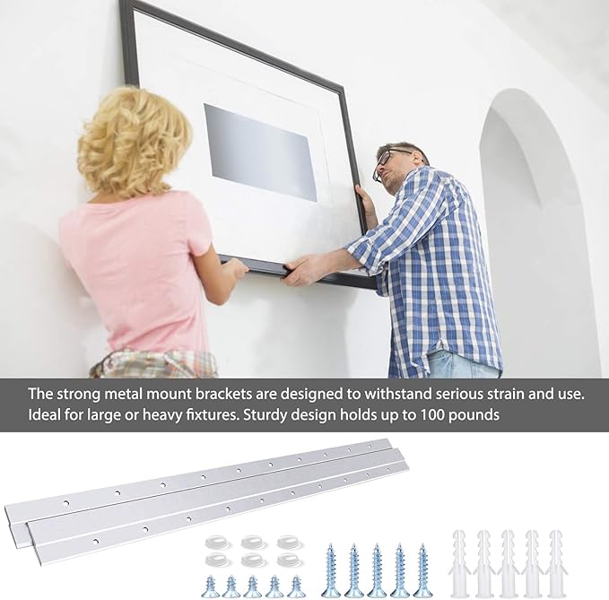 French Cleat Hanger 30 Inch ,2Pairs Aluminum Z Clips for Hanger Supports 120lbs - Interlocking Wall Mounting Bracket Hardware Kit for Hanging Mirrors, Picture, Shelf, Whiteboard, Art, Frames