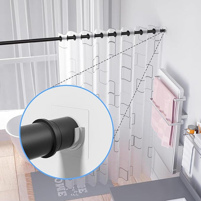 6 Pack Shower Rod Holders No Drilling, Adhesive Curtain Rod Brackets for Wall, Strong Tension Rod Holder Up to 30 lbs, Waterproof for Tile Marble Painted, Apartments Dorms (Rod Not Included)