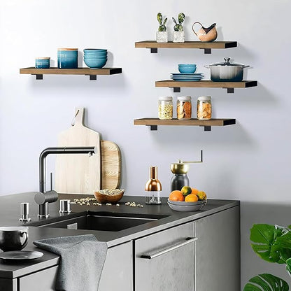 Floating Shelf Brackets 12 inch, Heavy Duty Wall Shelf Bracket 8 Pack for Shelves Support, Hidden Metal L Brackets with Mounting Hardware (1/5'' Thick)