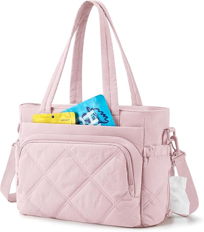 BAGSMART Lunch Bag Women Large Lunch Box Insulated Tote Bag with Multi-Pockets Quilted Puffy Tote for Work, Outdoors
