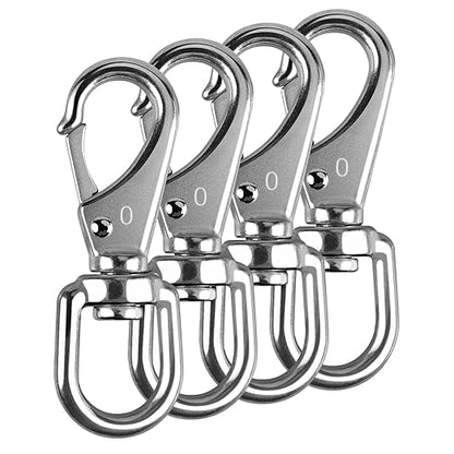 KINLINK 304 Stainless Steel Swivel Snap Hooks, 4 Pack 2.7 Inch Flag Pole Clips, Heavy Duty Spring Snap Hooks for Flagpole Rope, Dog Leash, Keychain, Boat Anchor Rope, Bird Feeder