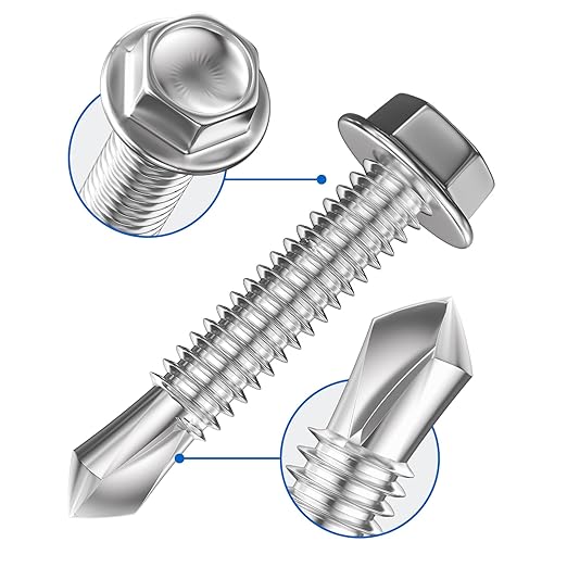 (350Pcs) #8×5/8" Hex Washer Head Self Drilling Screws, 410 Stainless Steel Metal SheetScrews，TEK Screws, Sheet Metal Self Tapping Screws