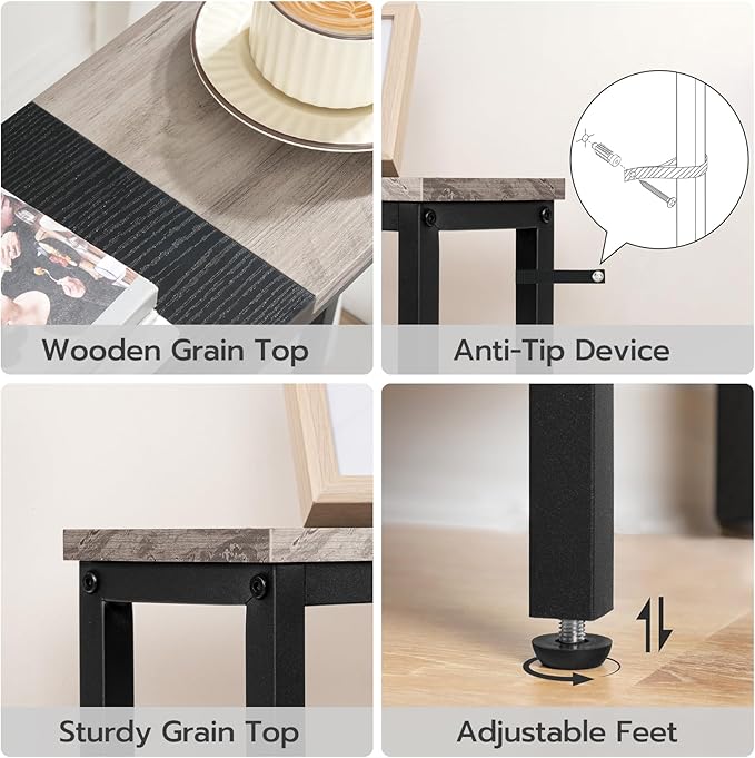 HOOBRO Narrow Console Table with Power Outlets, 44.9 Inches Sofa Table, Slim Behind Couch Table, Entryway Table with Display Shelf, for Living Room, Foyer, Hallway, Greige and Black BG114UXG01