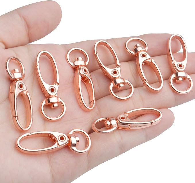 Swivel Clasp Clips,50pcs 35mm Swivel Trigger Clips Metal Keyring Clasps Snap Hooks for Hanging Key Chains Dog Leashes Crafts Decorations,Rose Gold