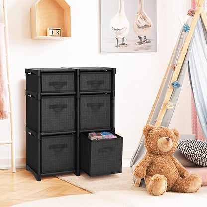6-Cube Fabric Storage Organizer Shelf for Bedroom, Playroom and More - Sturdy DIY Cubbies Shelves in Black