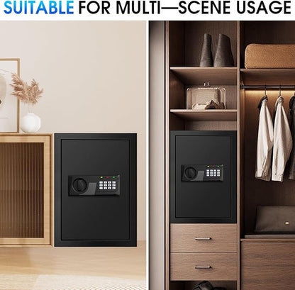 3.3 Cuft Large Fire Proof Safes for Home Use, Personal Fire Safe Box with Electronic Keypad and Spare Key, Removable Shelf, Digital Home Safe Fireproof Waterproof for Cash Documents Valuables