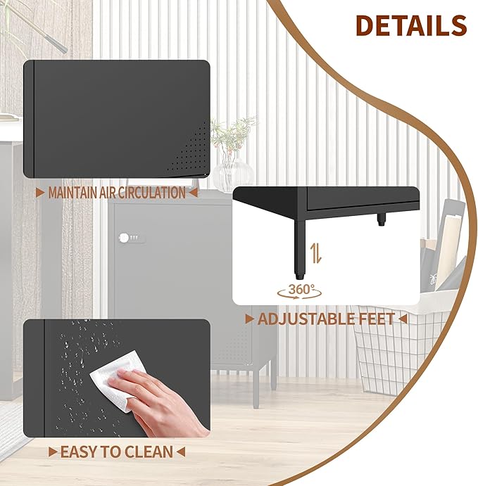 Metal Lokcer Cabinet (Black, 15.75" D x 15.75" W x 21.26" H)