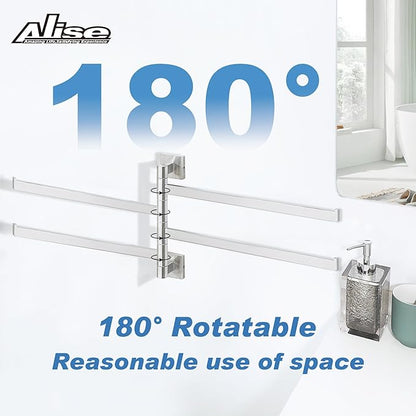 Alise Swivel Towel Rack, 4-Arm Towel Bar, Space Saving Towel Rack Wall Mount Drying Towel Holder, Swing Out Towel Holder for Bathroom Kitchen Toilet, Square SUS304 Stainless Steel, Brushed Nickel