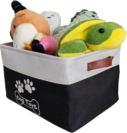 Collapsible Dog Toy Basket with Handles Foldable Dog Toy Box Bin for Pet Toys and Accessories