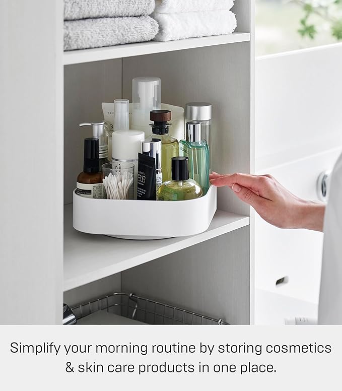 Yamazaki Home Tower 360° Rotating Storage Rack – Non-Slip Lazy Susan Organizer for Cosmetics, Skincare, and Spices - Abs Plastic