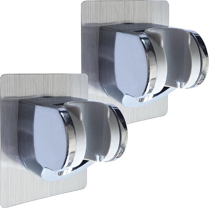 2 Pack Strong Adhesive and Waterproof Shower Head Holder, Adjustable Handheld Shower Holder Wall Mount Shower Bracket